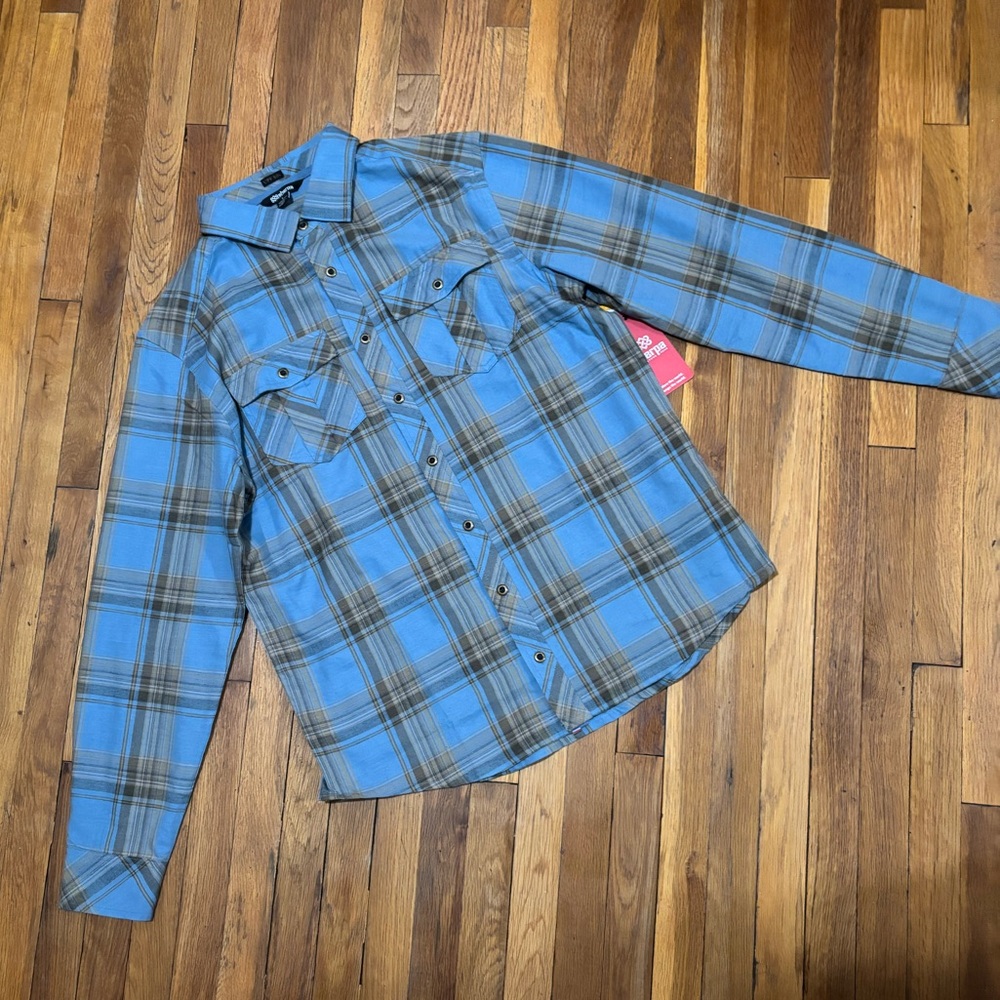 Stylish Blue and Brown Plaid Men's Shirt